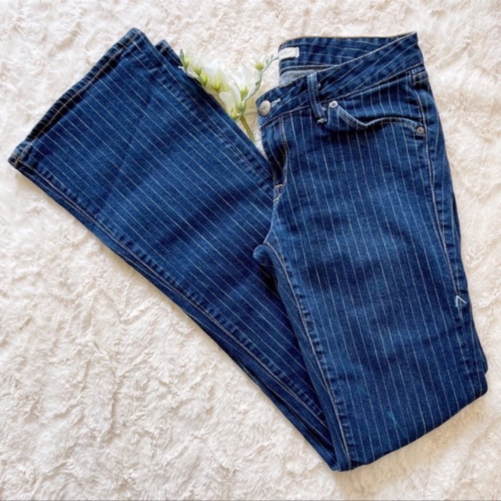 Agave Nectar Boot Cut Slim Fit Pinstriped Jeans 27